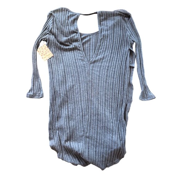 Free People Astoria Hacci Ribbed in Denim Blue Top Open Back XS $78 - Picture 5 of 11